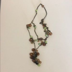 Green and brown tone Y-shaped necklace